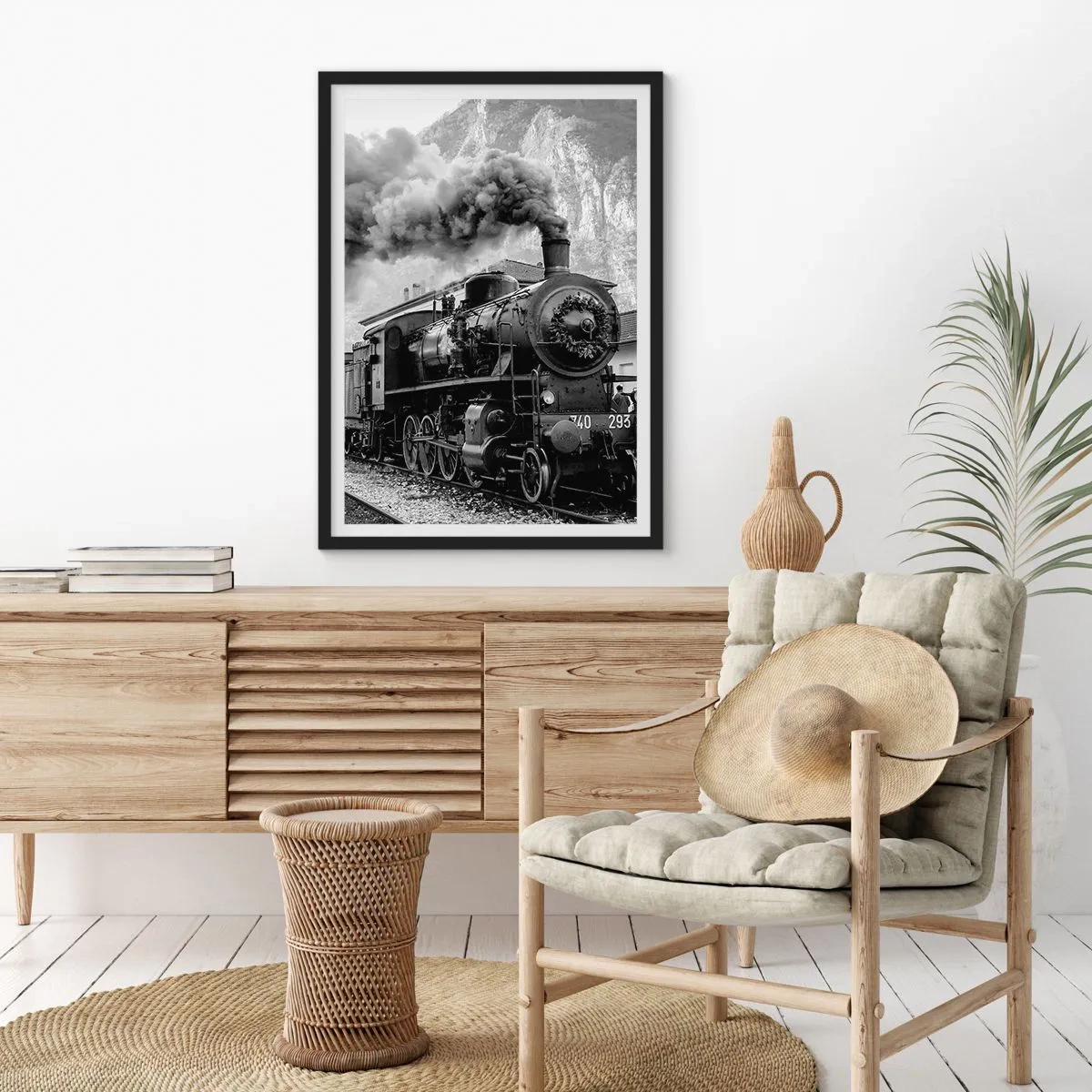 Poster in een zwarte lijst - Staat op het station... - 40x50 cm