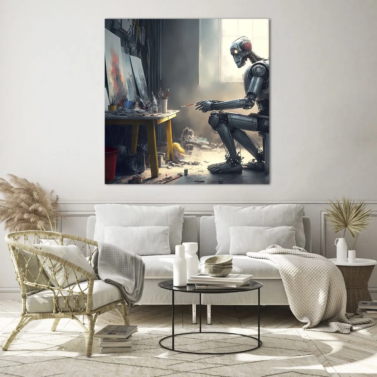 Schilderen op glas - De scheppingsdaad - 60x60 cm