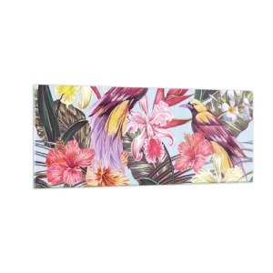 Schilderen op glas - Bloemblaadjes en veren - 100x40 cm