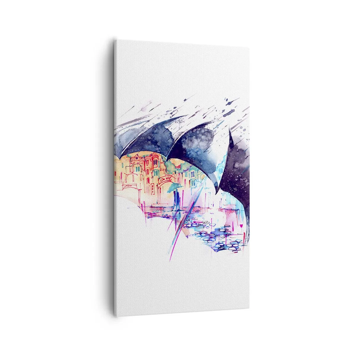 Schilderen op canvas - Wandeling in de regen - 55x100 cm