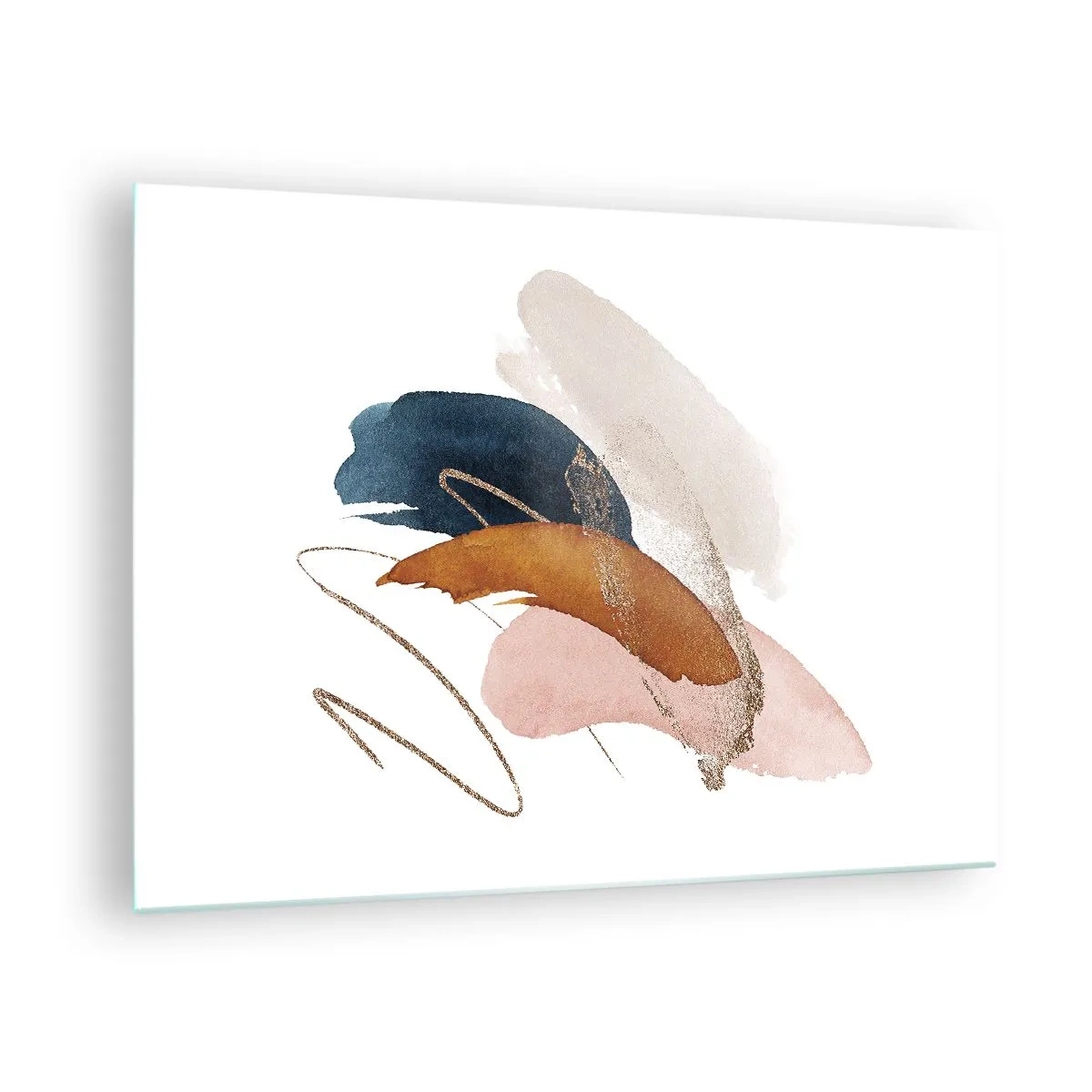 Schilderen op glas - Abstracte penseelstreken in gedempte kleuren - 70x50cm - Gevleugelde compositie - Moderne wanddecoratie voor woonkamer en slaapkamer ARTTOR