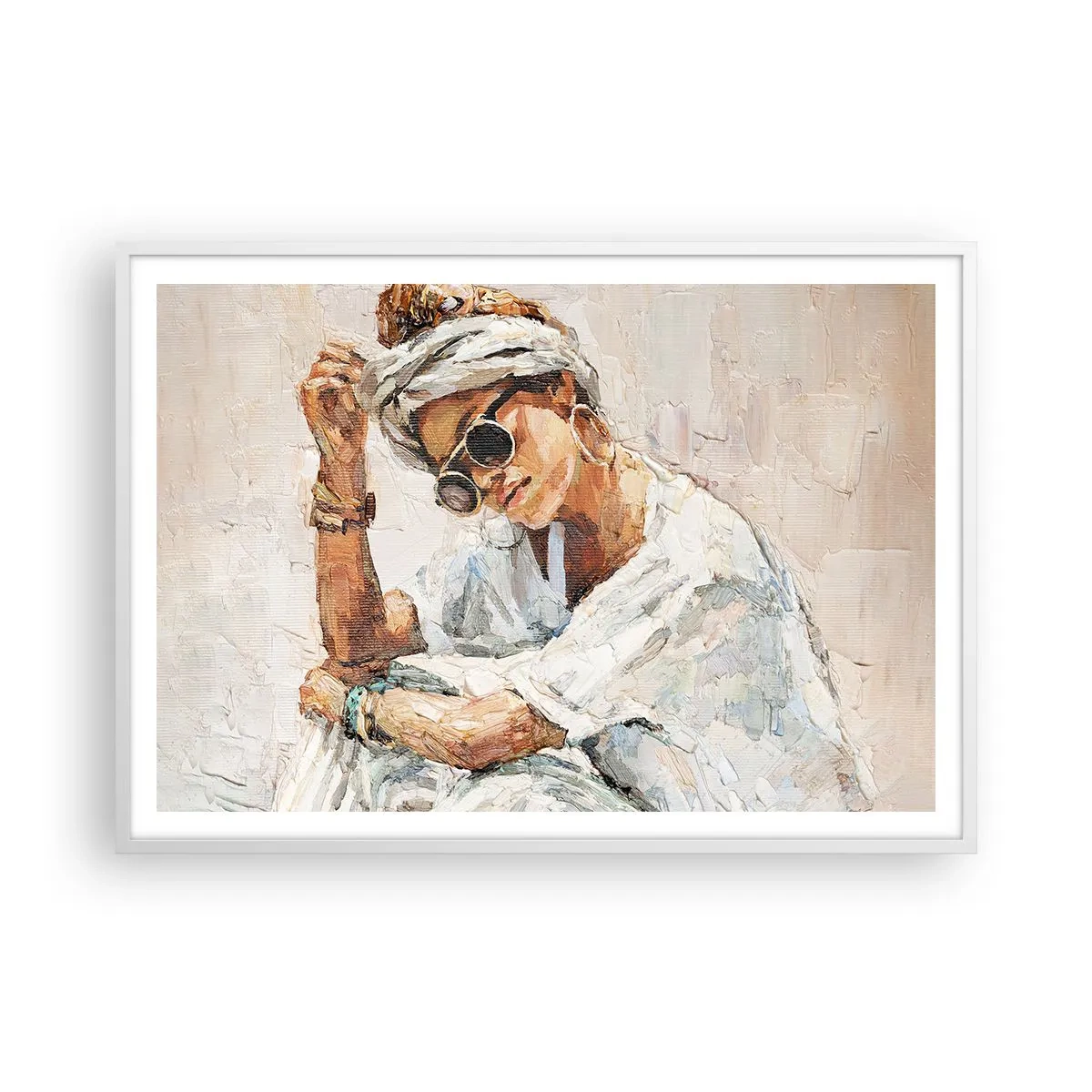 Poster in een witte lijst - Portret in de volle zon - 100x70 cm