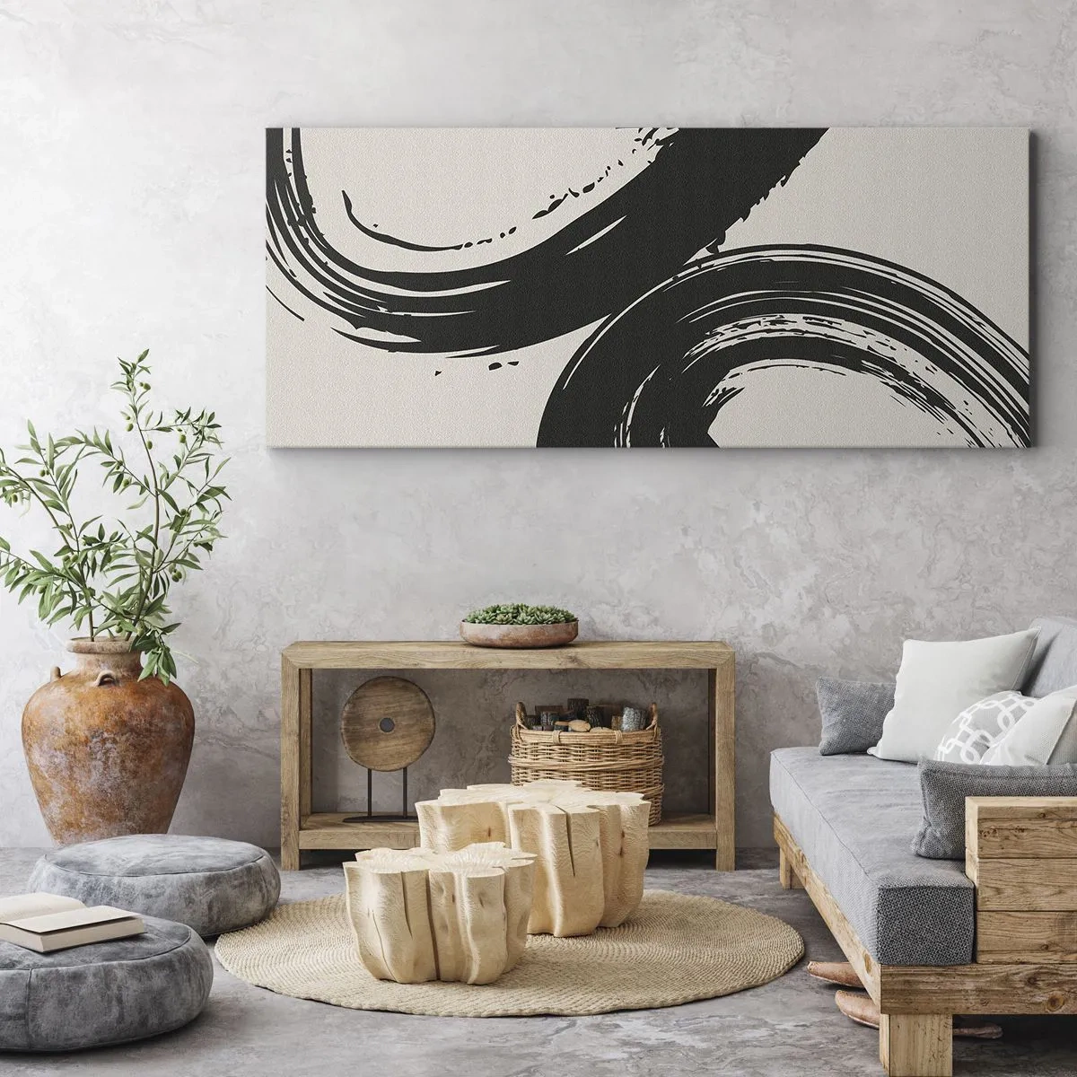 Schilderen op canvas - Vegend en cirkevormig - 100x40 cm