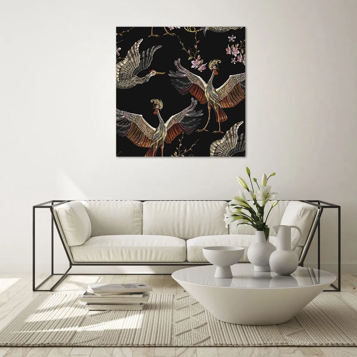 Schilderen op glas - Een sprookjesvogel - 70x70 cm