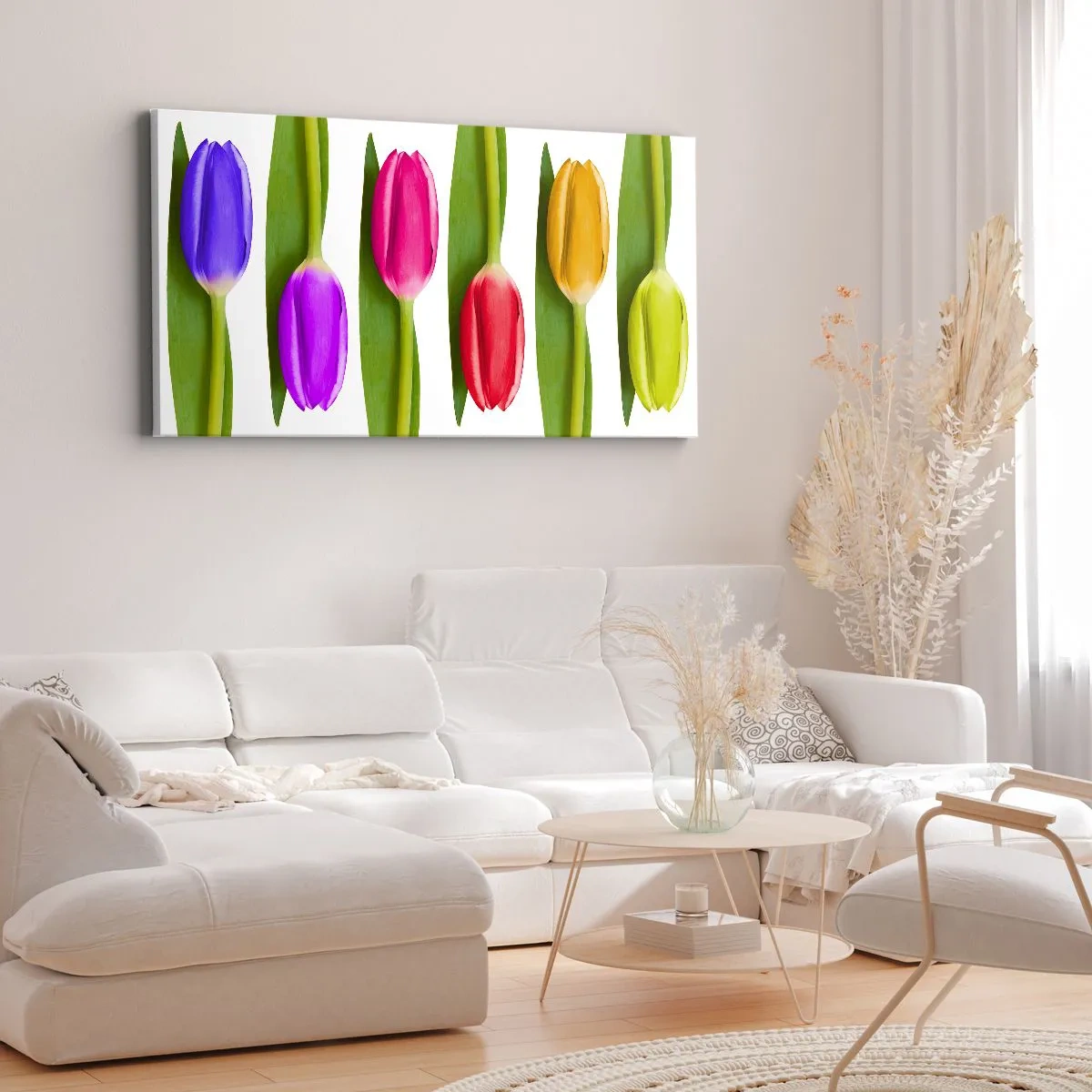 Schilderen op canvas - Regenboog compositie - 100x40 cm