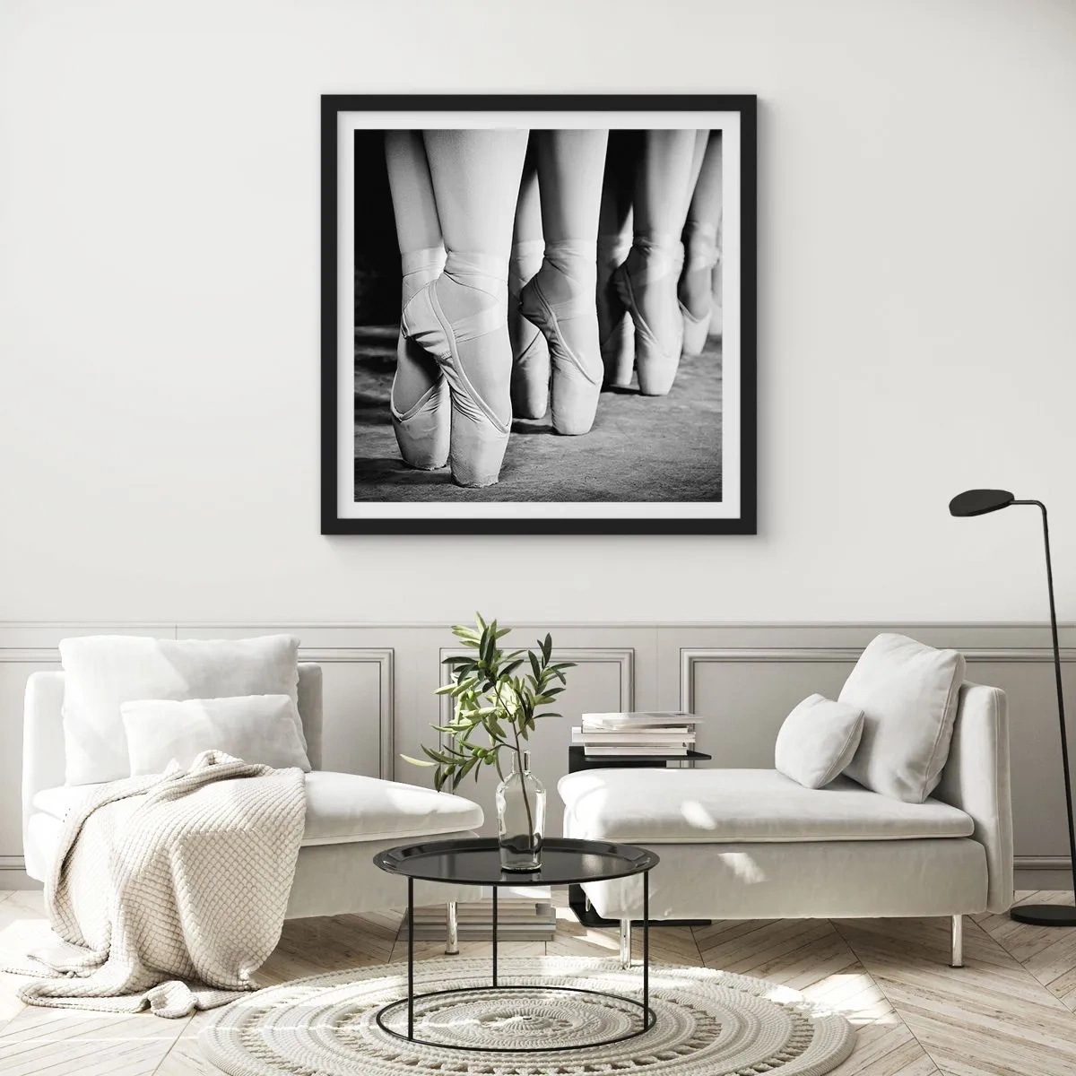 Poster in een zwarte lijst - Samen, lichtjes - 30x30 cm
