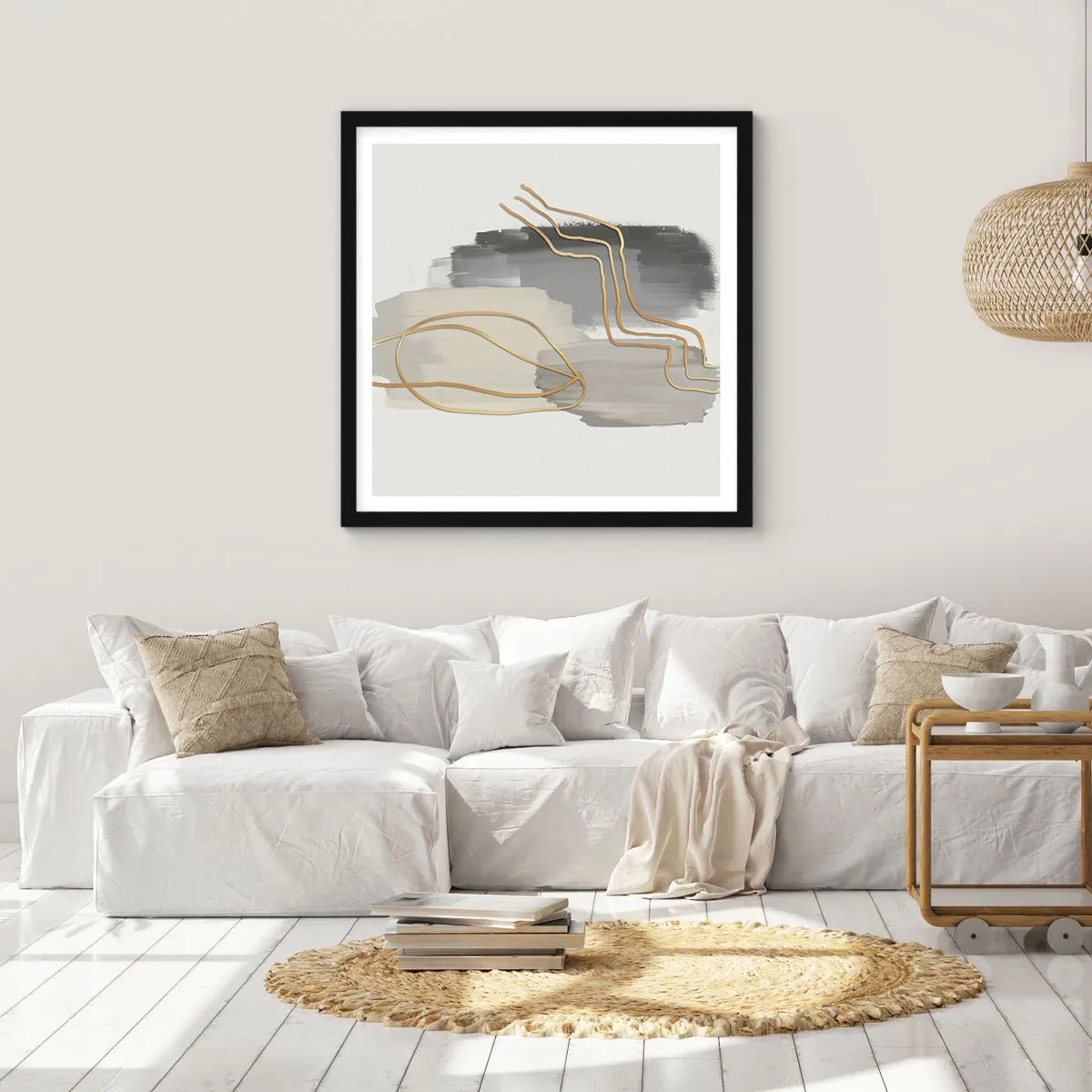 Poster in een zwarte lijst - Duur en beweging - 30x30 cm