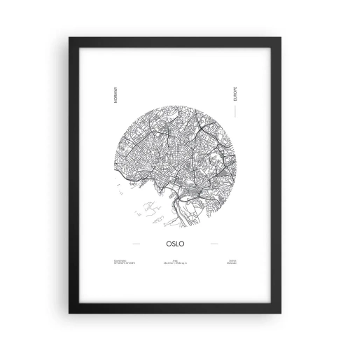 Poster in een zwarte lijst - Anatomie van Oslo - 30x40 cm