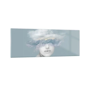 Schilderen op glas - Met hoofd in de wolken - 140x50 cm
