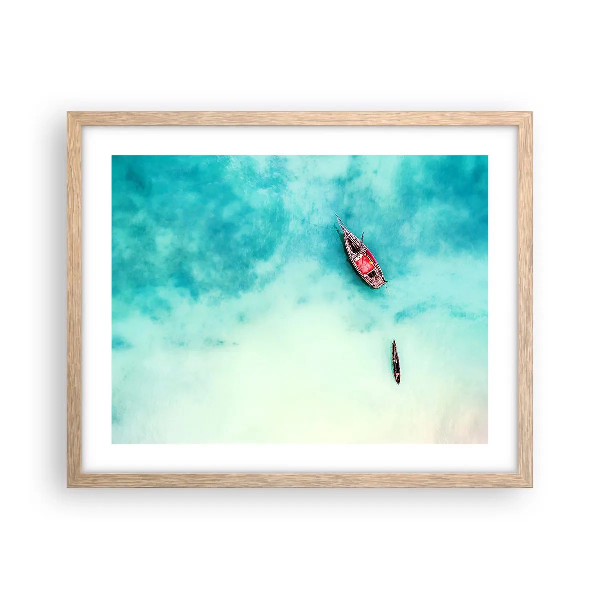 Een poster in een licht eiken lijst - Want op de stranden van Zanzibar, wanneer het teveel aan water ... - 50x40 cm