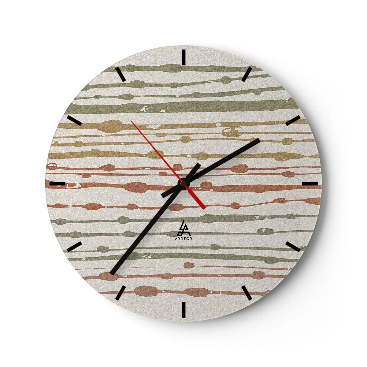 Wandklok - Klok - Kleurrijke lijnen en vlekken in een horizontaal ritme op een lichte achtergrond - 30x30cm - Muzieknotatie van kleuren - Moderne wanddecoratie voor woonkamer, keuken en slaapkamer ARTTOR
