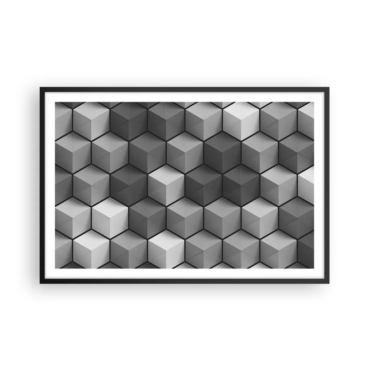 Poster in een zwarte lijst - Kubistische puzzel - 91x61 cm