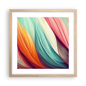 Een poster in een licht eiken lijst - Regenboog geweven - 40x40 cm