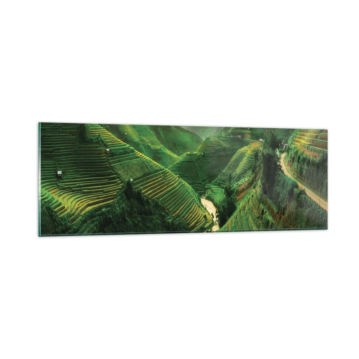 Schilderen op glas - Vietnamese vallei - 90x30 cm