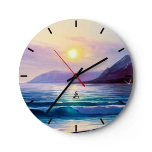 Wandklok - Klok - Zeegezicht met ondergaande zon - 30x30cm - Water en luchtkristal - Moderne wanddecoratie voor woonkamer, keuken en slaapkamer ARTTOR
