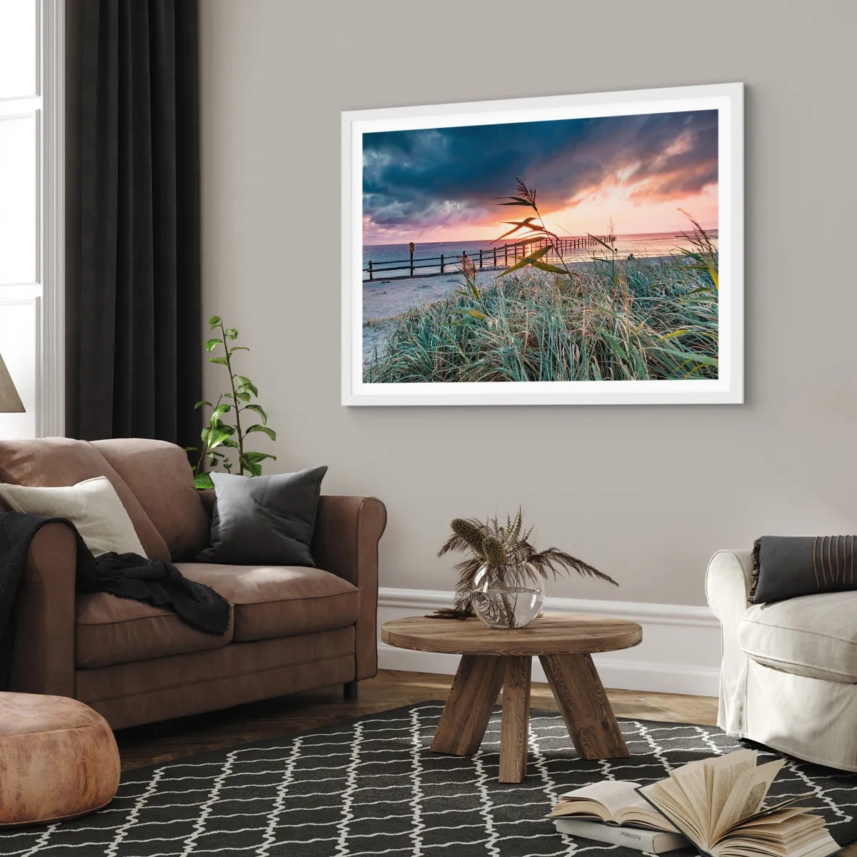 Poster in een witte lijst - Het gaat niet met de wind mee - 100x70 cm