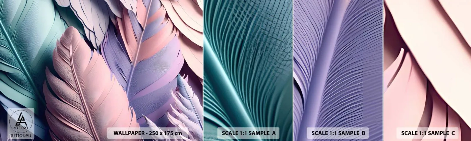 Fotobehang Staaltje Standard Eco - Vogel chique - Pastel, Veren, Lichtheid - 100x30 cm