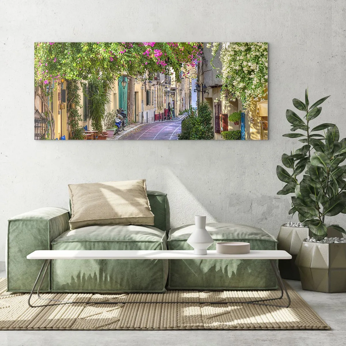 Schilderen op glas - Bloeiende steeg - 100x40 cm