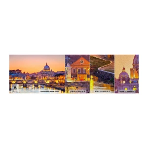 Fotobehang Monster Premium Sand - Zonsondergang boven de Eeuwige Stad - Stad, Rome, Architectuur - 100x30 cm