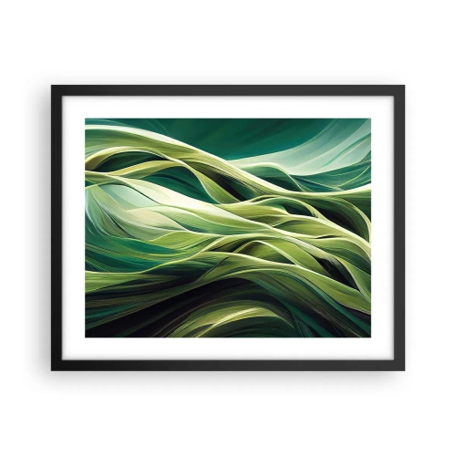 Poster in een zwarte lijst - Abstract groen spel - 50x40 cm