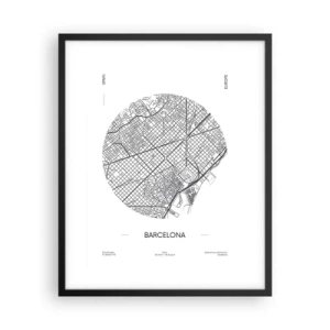 Poster in een zwarte lijst - Anatomie van Barcelona - 40x50 cm