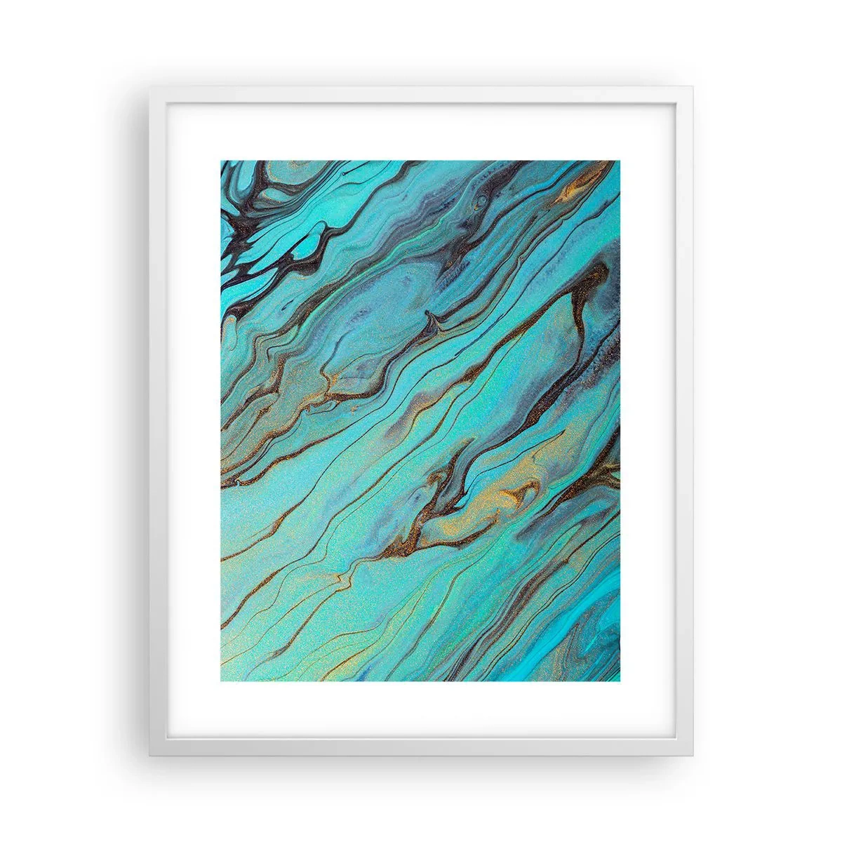 Poster in een witte lijst - Turquoise vloed - 40x50 cm