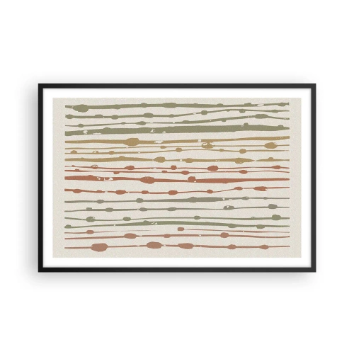 Poster in een zwarte lijst - Muzieknotatie van kleuren - 91x61 cm