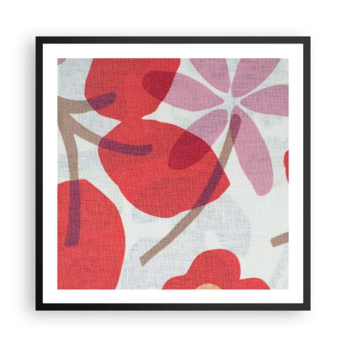 Poster in een zwarte lijst - Bloemstuk in roze - 60x60 cm