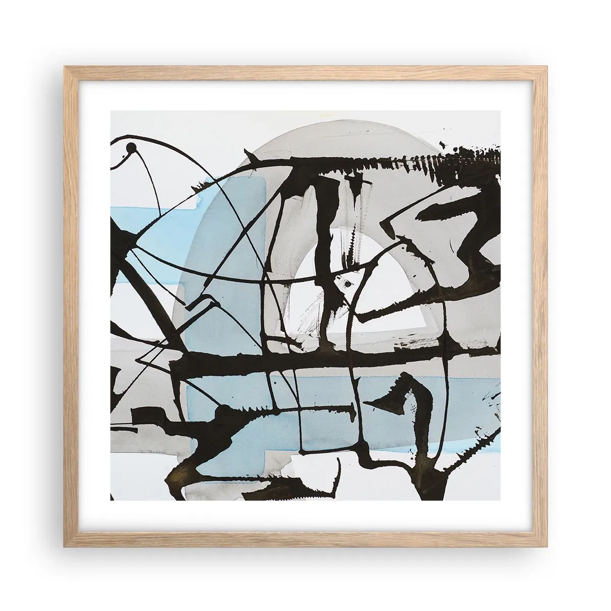 Een poster in een licht eiken lijst - Toch blauw - 50x50 cm