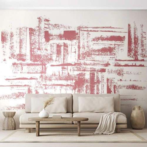 Fotobehang Premium Canvas - De rode stad - Abstractie, Grafisch, Schilderen - 350x256 cm