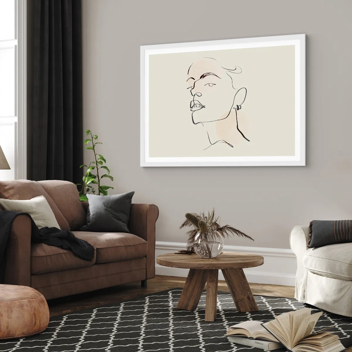 Poster in een witte lijst - Een trotse blik - 100x70 cm