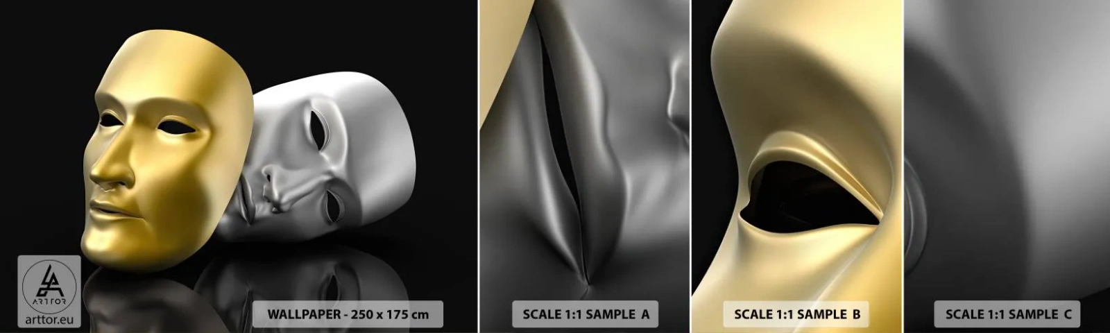 Fotobehang Monster Zelfklevend Deluxe Sticker - Het leven is theater - Kap, Deel, Theater - 100x30 cm