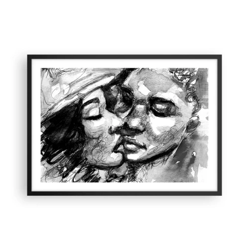 Poster in een zwarte lijst - Een teder moment - 70x50 cm