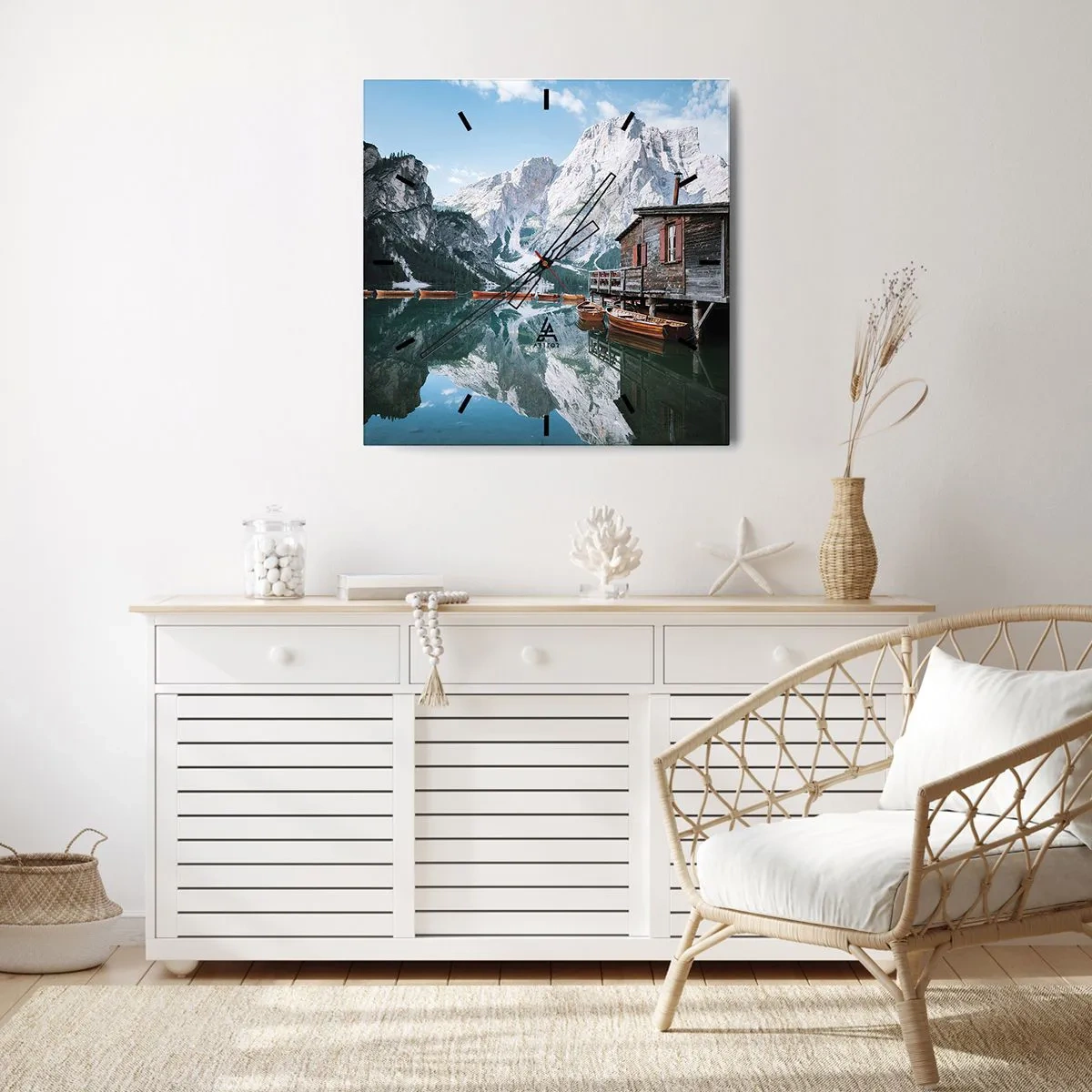 Wandklok - Klok - Een kristalheldere bergochtend - 40x40 cm