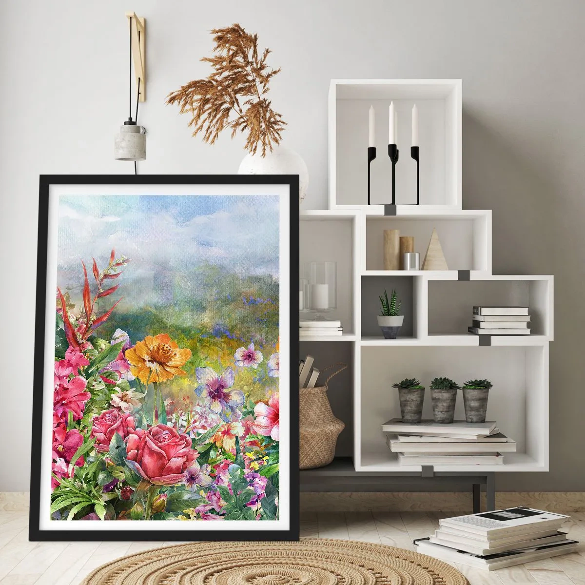 Poster in een zwarte lijst - Een tuin die gek is geworden - 61x91 cm