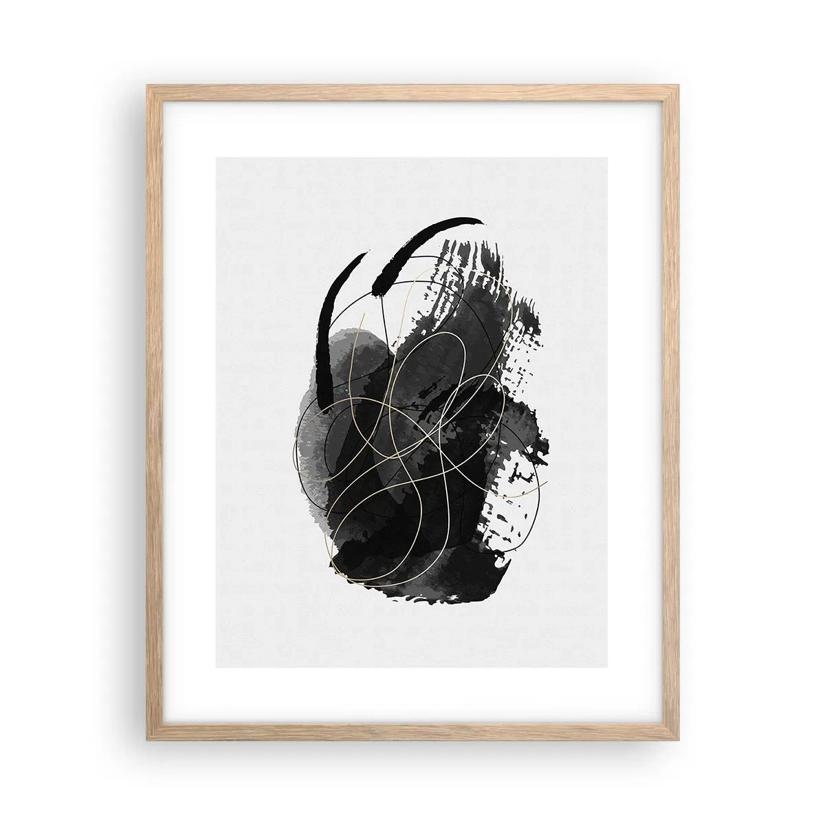 Een poster in een licht eiken lijst - Gemaakt uit zwart - 40x50 cm