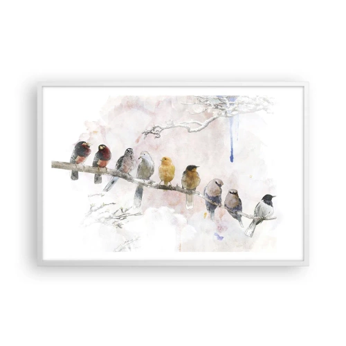 Poster in een witte lijst - Gevleugelde ontmoeting - 91x61 cm