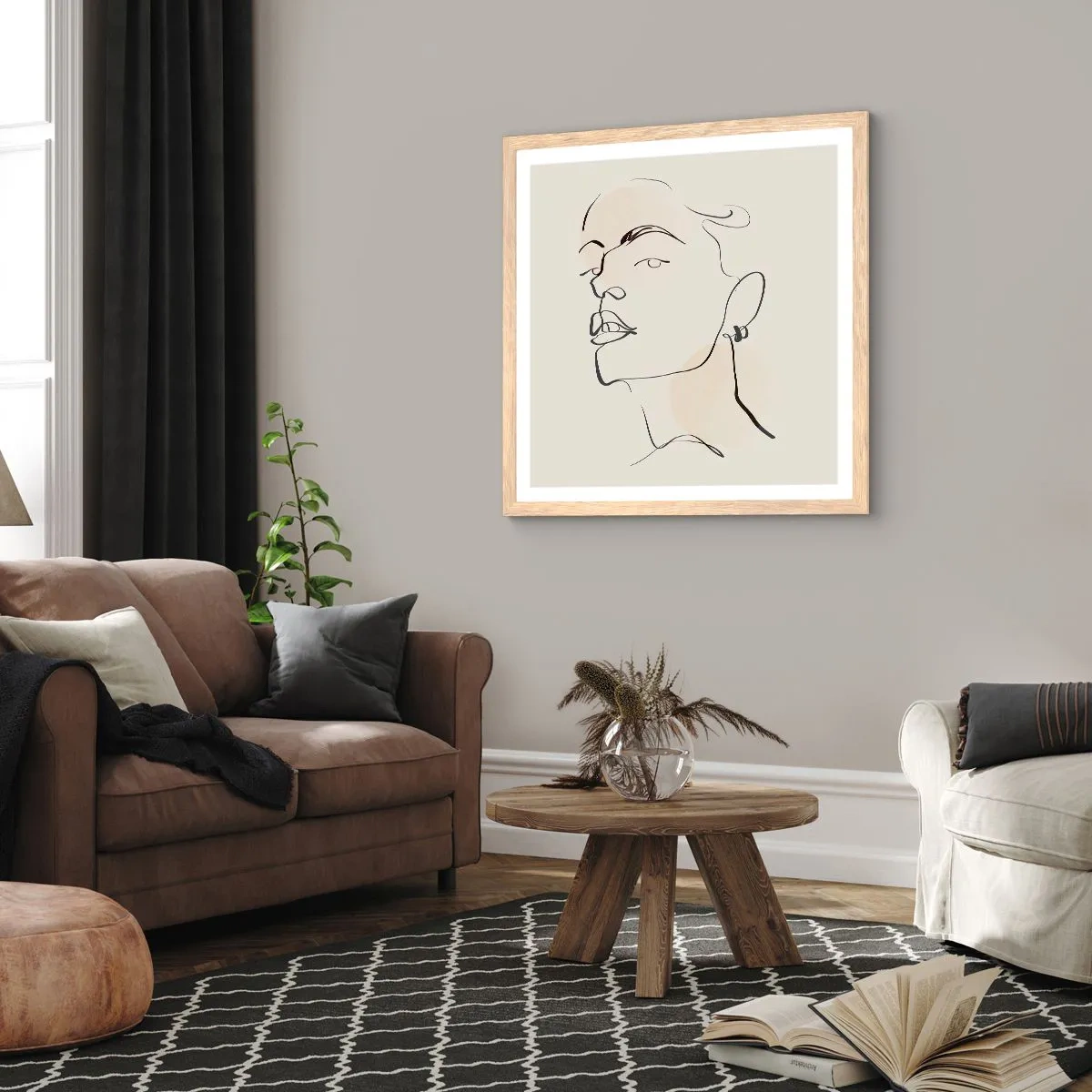 Een poster in een licht eiken lijst - Een trotse blik - 60x60 cm