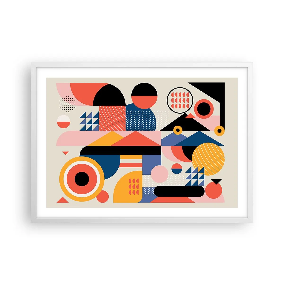 Poster in een witte lijst - Compositie: speel rond - 70x50 cm