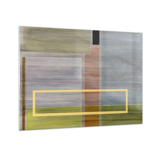 Schilderen op glas - Moderne abstractie met rechthoekige vormen en aardse kleuren - 70x50cm - Eenvoudig en rustig - Moderne wanddecoratie voor woonkamer en slaapkamer ARTTOR