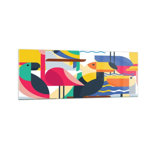 Schilderen op glas - Vogelfeestje - 140x50 cm