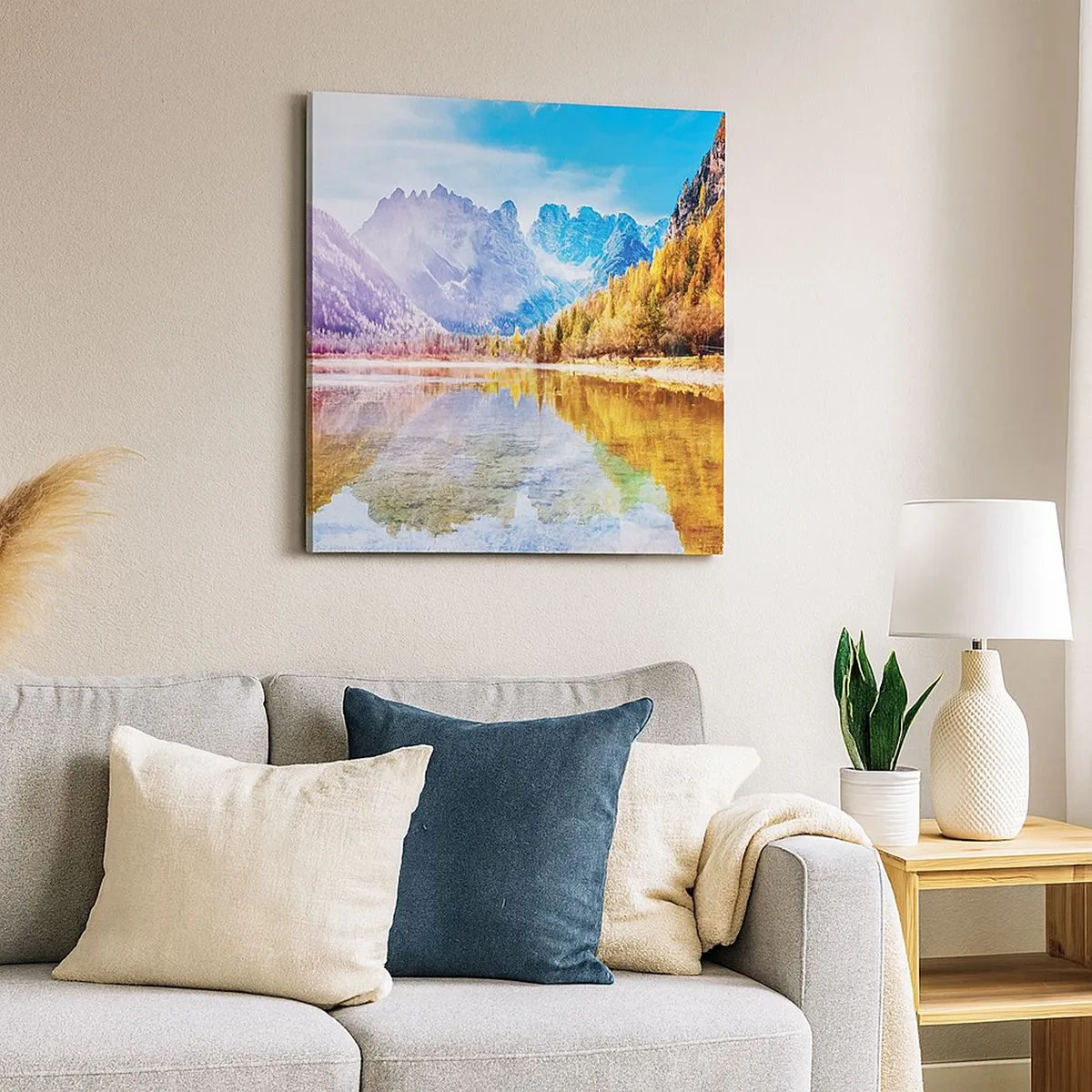 Schilderen op canvas - En het is al herfst in de bergen - 30x30 cm