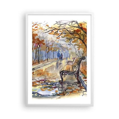 Poster in een witte lijst - Samen wandelen in de herfst - 50x70 cm