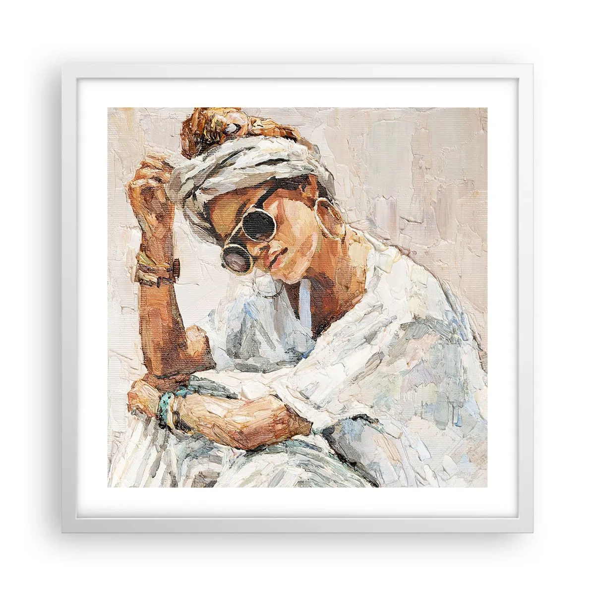 Poster in een witte lijst - Portret in de volle zon - 50x50 cm