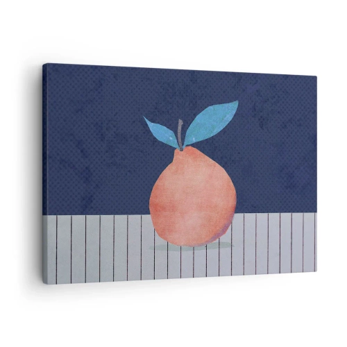 Schilderen op canvas - Abstract fruit tegen een achtergrond van contrasterende kleuren en rechte lijnen. - 70x50cm - Convexiteit en vlak - Moderne wanddecoratie voor woonkamer en slaapkamer ARTTOR