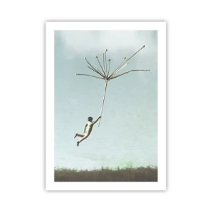 Poster - Vliegers, paardebloemen, wind - 50x70 cm