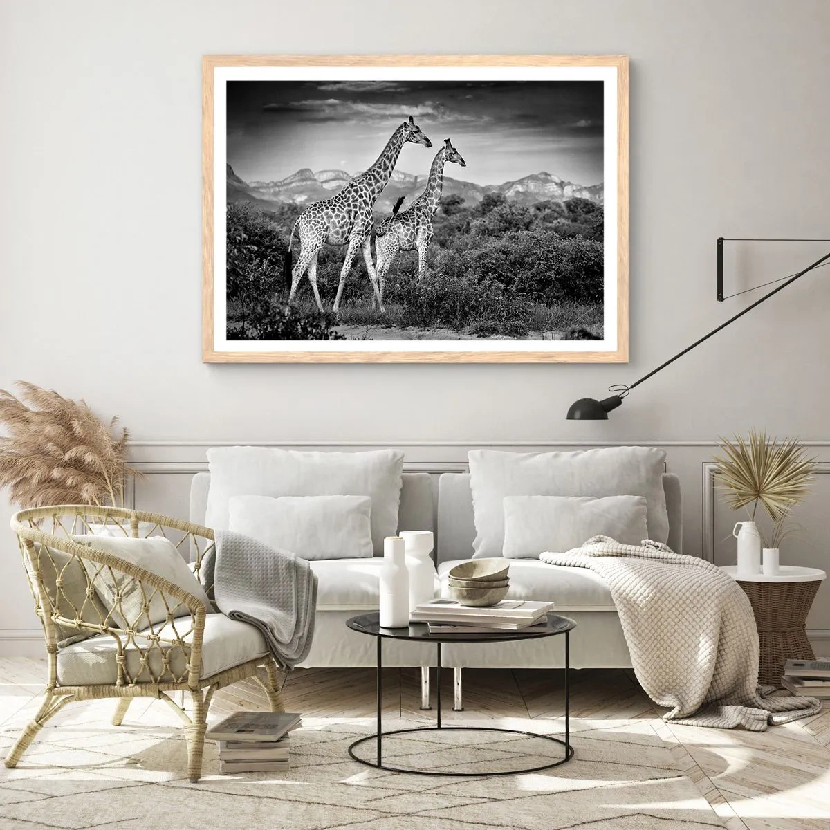 Een poster in een licht eiken lijst - Hoge sferen in Afrika - 40x30 cm