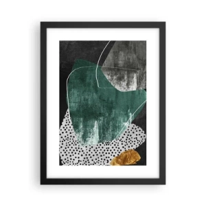 Poster in een zwarte lijst - Kleurrijke abstractie met bladgoud - 30x40 cm