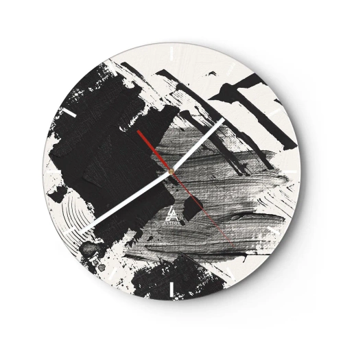 Wandklok - Klok - Abstractie – expressie van zwart - 40x40 cm