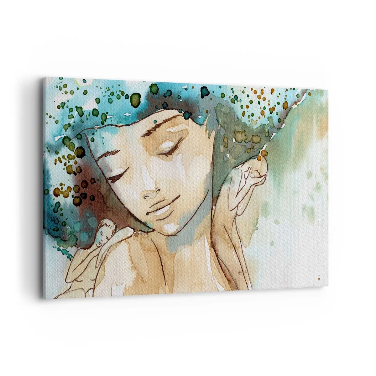 Schilderen op canvas - Dame in het blauw - 120x80 cm